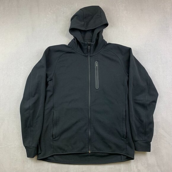 Uniqlo Mens Sweater Large Black Dry Stretch Sweat Full-Zip Hoodie Long Sleeve - Picture 1 of 7
